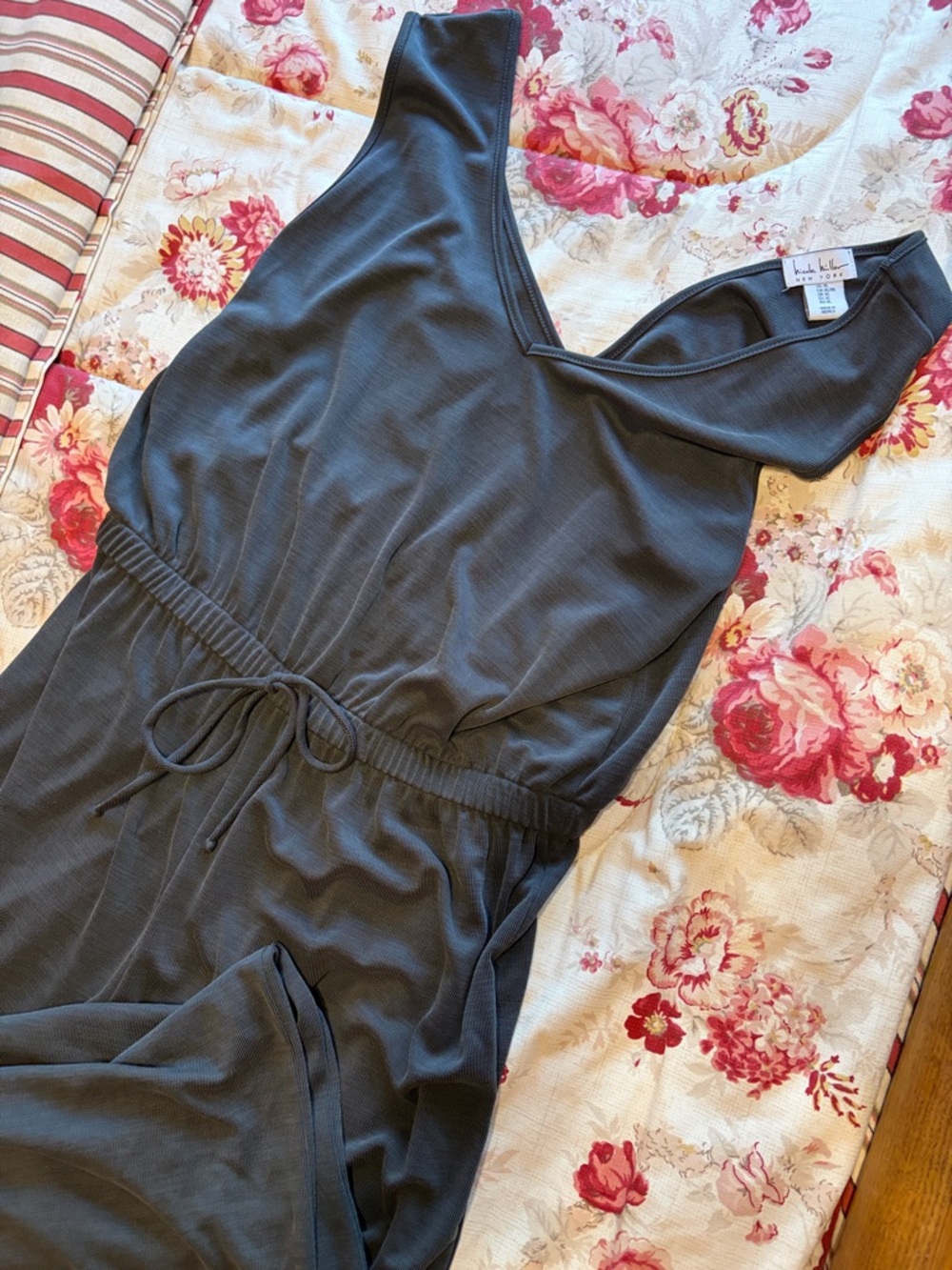 Nicole Miller Charcoal V-Neck Sleeveless Sleep Jumpsuit